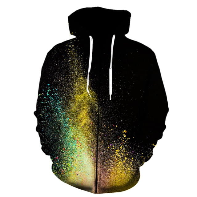 Sudadera con capucha y cremallera con estampado de humo colorido, jersey de manga larga estilo Harajuku, informal, cuello redondo, ropa de calle, sudadera con capucha unisex de gran tamaño