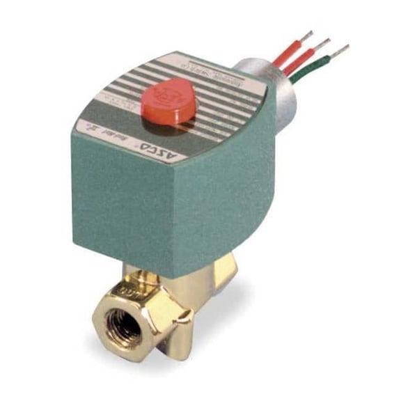 Solenoid Valve, 2-Way, 2-Position, Normally Closed, 1/4 in Pipe Size, 120V AC, Compact, Brass, PTFE