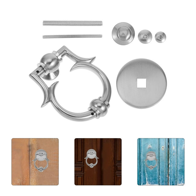 BESTYASH 1Set European Style Silver Door Knocker Elegant Design Secure Front Door Knocker Replacement Kit