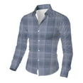 thumbnail image 5 of BiZtdJrK Plaid Shirts for Men Casual Button Down Lapel Regular Fit Work Tops Long Sleeve Hawaiian Shirt, Gray, XL, 5 of 9