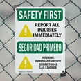 thumbnail image 5 of (2 Pack) Report All Injuries Immediately OSHA Safety First Sign 10 Inch X 14 Inch Plastic Sign, Weather Resistant, UV Protected for Workplace, Business, and Construction Site, Made in, 5 of 8