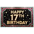 thumbnail image 3 of 17th Birthday Themed Shiny Decorated Backdrop Banner Happy Birthday Party Supplies Photography Props Photo Booth Decorations Celebration Event Party Decor Background, 3 of 4