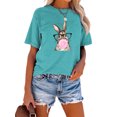 thumbnail image 5 of XCHQRTI Happy Easter Shirt for Women Short Sleeve Graphic Rabbit Cute Tshirt Letter Vintage Tee Shirt, 5 of 8