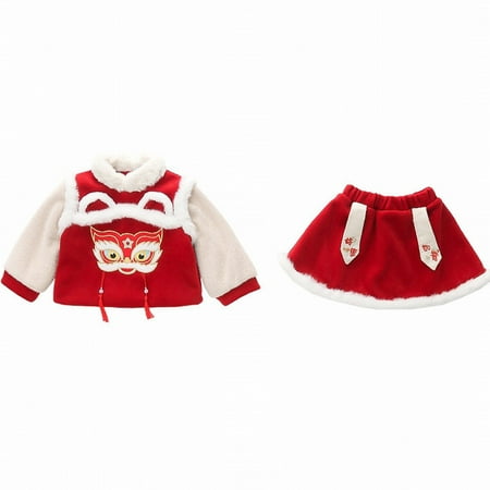 

WUDATI Toddler Boys Girls Set Halloween Chistmas Toddler Girls Boys Winter Toddler Kids Baby Children Hanfu Winter Bunny Coat Jacket Skirts Set For Chinese New Year Warm Tang Suit With Bag Performance