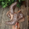thumbnail image 6 of SACFOF Women's Western Ankle Boots Cutout Glitter Cowgirl Booties Pointed Toe Chunky Block Mid Heel V Cut Slip On Vintage Country Boots, 6 of 6
