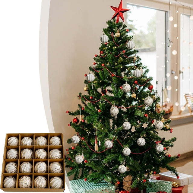 Herunwer Antique Christmas Ball Set Christmas Scene Layout Christmas Tree Decoration Hanging Ball Box Pendant