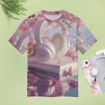 thumbnail image 4 of Butterfly Dancing Womens Tops Women's Fashion Casual Short Sleeve Flower Print Round Neck Pullover Top Blouse, 4 of 6