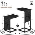 thumbnail image 4 of C Shaped End Table with Charging Station, Adjustable Height Side Table for Sofa, Couch Side Table for Small Spaces, Slide Under Sofa TV Tray Snack Arm Tables for Living Room, Bedroom, Black, 4 of 18
