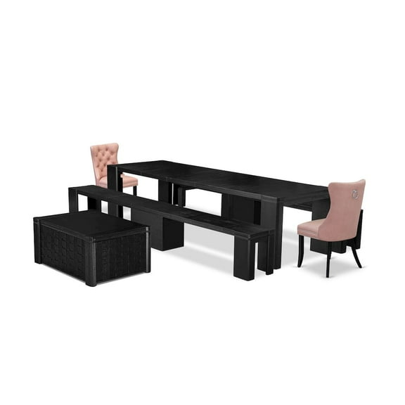 Luxe by East West Furniture 6-piece Dining Room Table Set a Rectangular Kitchen Table with a coffee Table