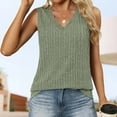 thumbnail image 6 of Tank Tops for Women Trendy Lace V Neck Knit Sleeveless T Shirts Work Casual Solid Color Loose Summer Blouses (2XL, Green), 6 of 7