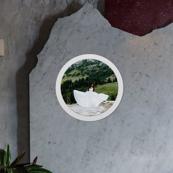 Pawsdot 1Pc Wooden Round Photo Frame White Circle Shadow Box Wall Frame