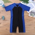 thumbnail image 3 of DPOIS Kids Boys Girls Short Sleeves Zippered Front Rash Guard Swimming Costume UPF 50+ A Blue&Black 16, 3 of 7
