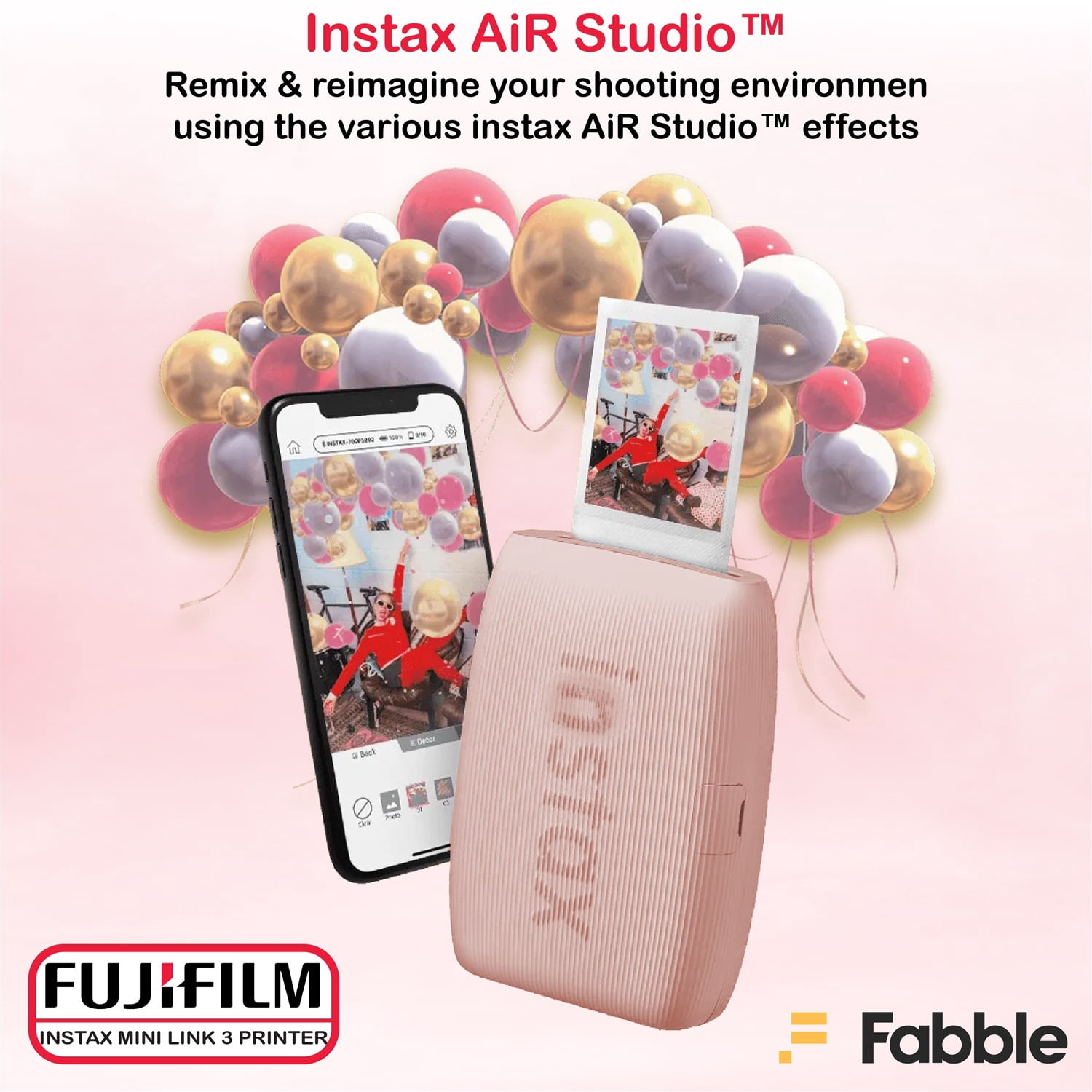 Fujifilm Instax Mini Link 3 Smartphone Printer – Rose Pink Bundle with a Protective Case, Twin Pack Instant Film (20 Sheets), Hanging Photo Frames, and Premium Microfiber Cleaning Cloth