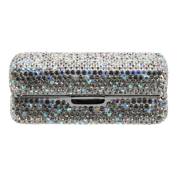 Rhinestone Lipstick Case with Mirror Dazzling Metal and Glass Design Compact Portable Lipstick