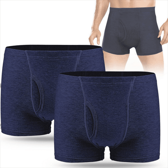 CARER Mens Incontinence Underwear Urinary Leakproof Cotton Underwear for Men Washable Reusable Incontinence Boxer Briefs 2-Pack
