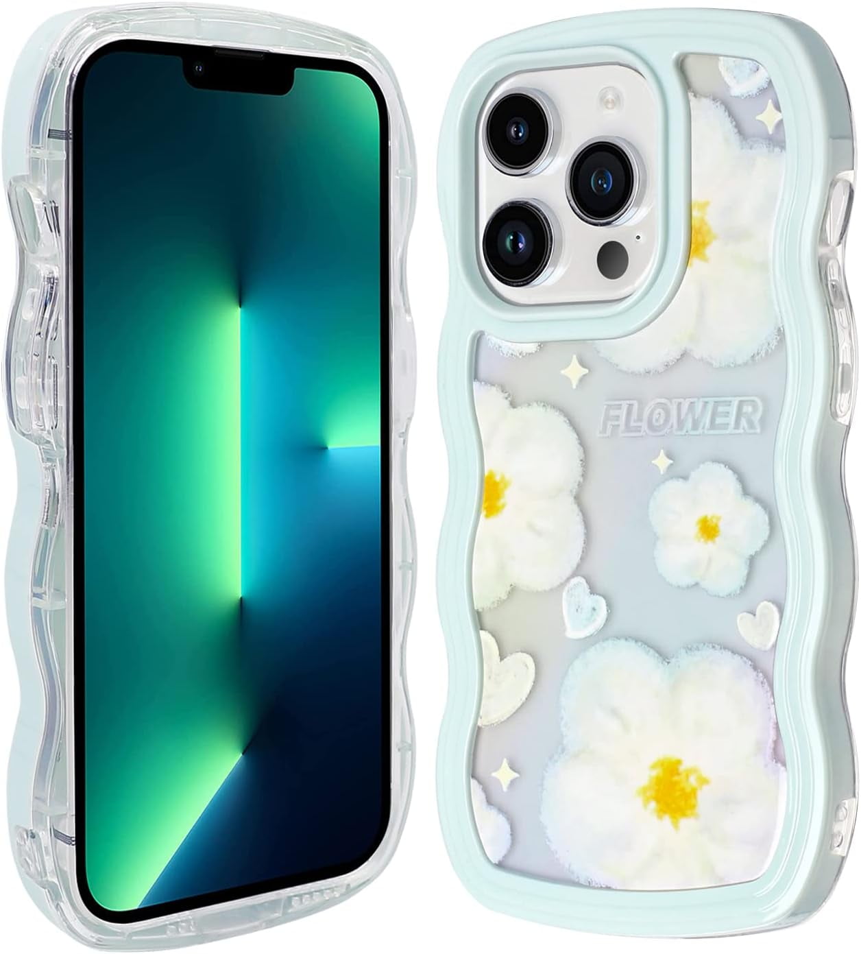 Flower Phone Case for iPhone 15 Pro Max, Cute Aesthetic Clear Pink