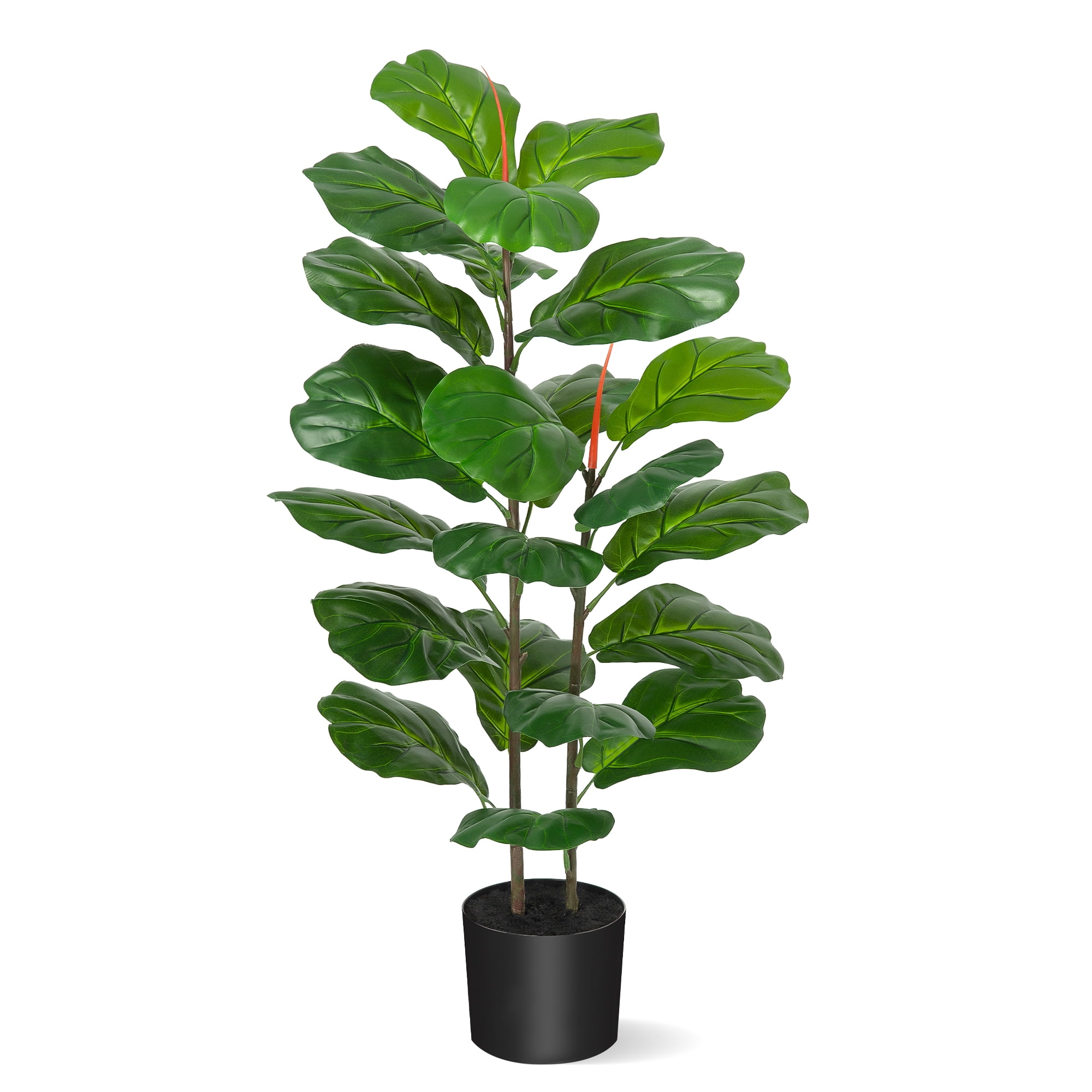 Artificial Fiddle Leaf Fig Tree, 39" Faux Ficus Lyrata Plant with Woven Basket, Fake Potted