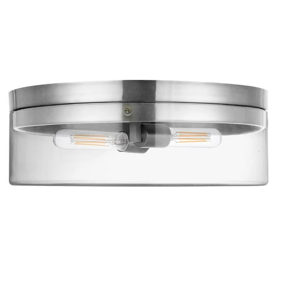 Dainolite 2 Light Incandescent Flush Mount Polished Chrome with Clear Glass