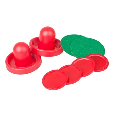 Air Hockey Red Replacement Pucks & Slider Pusher Goalies for Game Tables, Equipment, Accessories (2 Striker, 6 Puck (Best Hockey Goalies Of All Time)