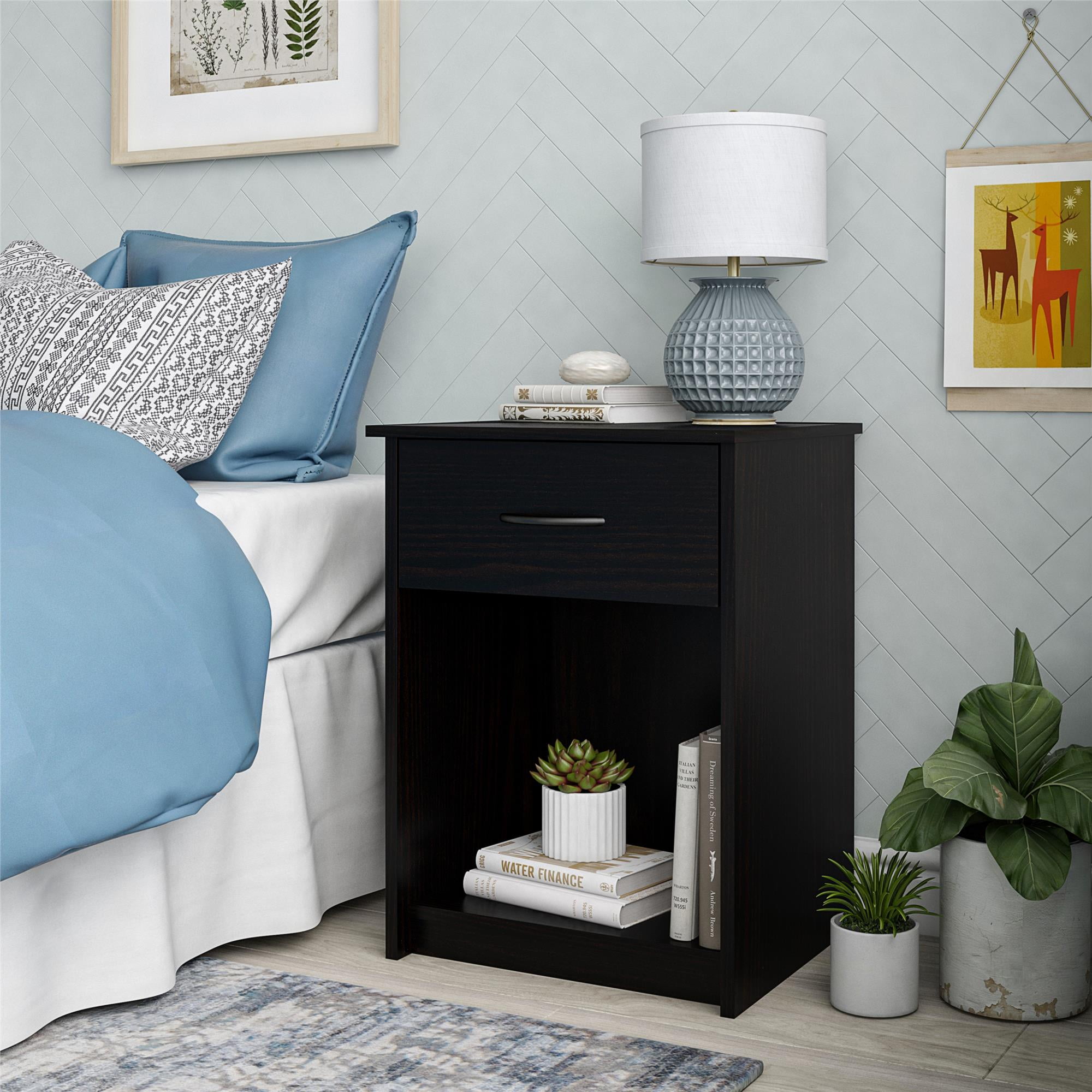 Mainstays Classic Nightstand With Drawer Espresso Walmart Com Walmart Com