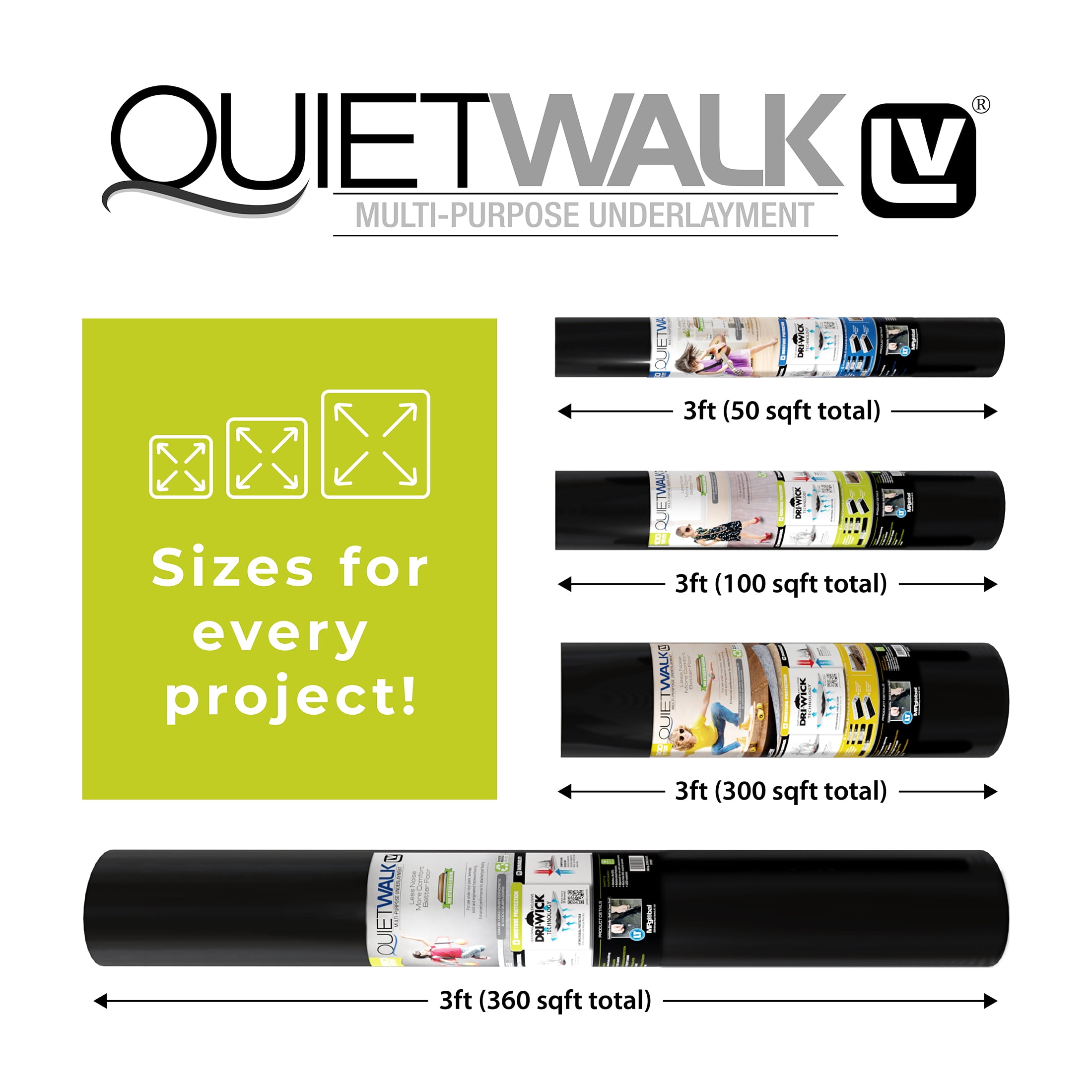 QuietWalk LV 360 Sq ft Acoustical Flooring Underlayment with Vapor Barrier for Luxury Vinyl Flooring