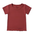 thumbnail image 4 of Vunhao Baby Girls Outfit Sets Clearance,Short Sleeve Casual Crew Neck Girls Shirt and Solid Shorts Red Size 3-4 T, 4 of 7