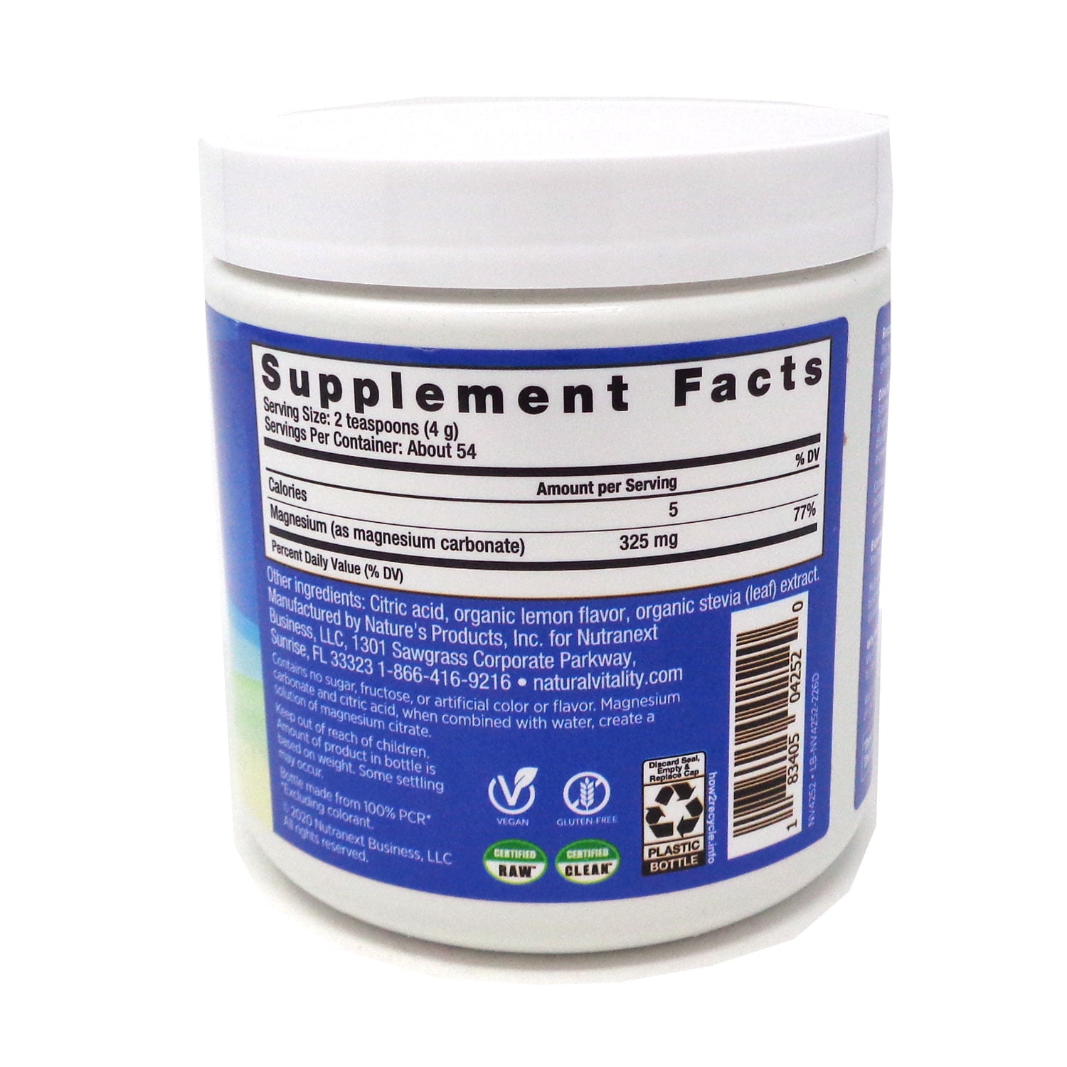 Calm Magnesium Supplement Powder | Sweet Lemon Flavor | 8 oz | by Natural Vitality