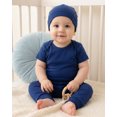 thumbnail image 4 of KIMI BEAR Newborn Baby Boys Layette Sets 4 Packs 3-6 Months Shower Gift Clothes Set Short Sleeves Romper Pants Set Sharks Print with Hats and Gloves 16pcs Essentials Outfits Blue, 4 of 7