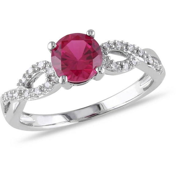 Everly Women's Created Ruby 10K White Gold Engagement Ring