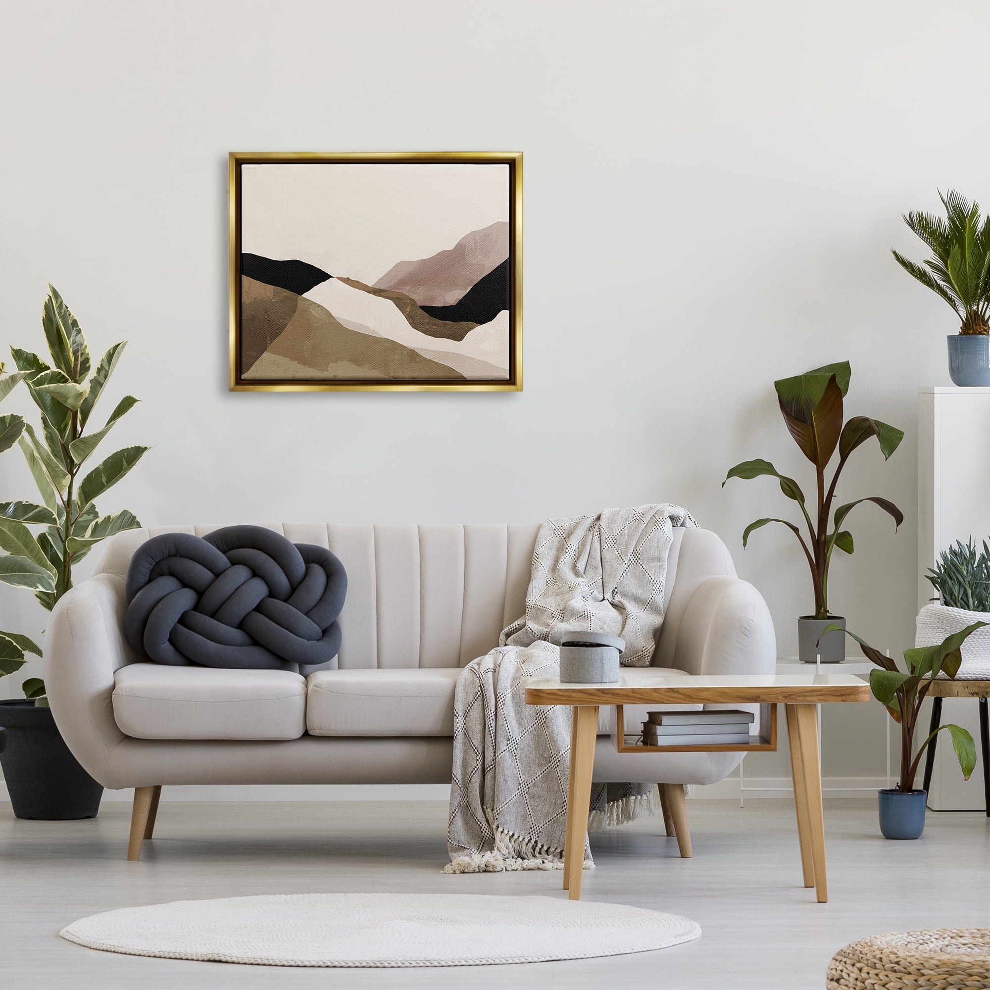 Stupell Industries Abstract Desert Dunes Collage Abstract Painting Gold Floater Framed Canvas Art Print Wall Art, 31 x 25