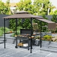 thumbnail image 2 of Outsunny 8' x 5' Grill Gazebo, Double Tiered Barbecue Gazebo, Khaki, 2 of 10