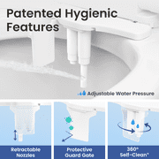 LUXE Bidet NEO 185 Plus – Dual Nozzle, Bidet Attachment, EZ-Lift Hinges, 360° Self-Clean (Chrome)