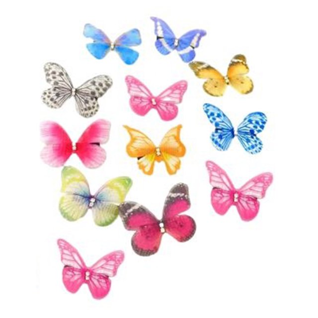 12 Uds. Exquisitas pinzas para el cabello con forma de mariposas, horquillas de gasa de doble capa, accesorios para el cabello