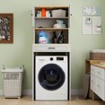 thumbnail image 4 of Over Washer and Dryer Storage Cabinet with Adjustable Shelf, Laundry Room Organizer with Fake Drawer Design and Anti-Tip Safety Wall Mount, Antique White Finish, 4 of 9