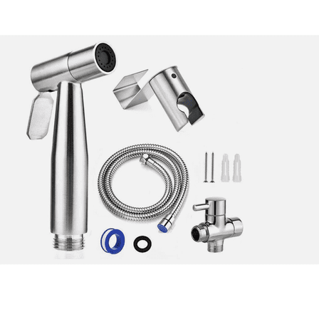 Stainless Steel Handheld Bidet Sprayer with Shattaf Adapter Hose, Toilet Spray Shower Head