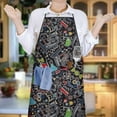 thumbnail image 6 of Math Equations Science Icons Black Pattern Apron-Garden Aprons for Women with Pockets-Cotton Linen Waterproof Kitchen Cooking Gardening Aprons Adjustable for Kitchen,Cooking,BBQ and Salon 33x27 Inch, 6 of 7