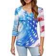 thumbnail image 4 of 250th Anniversary USA Shirts for Women Plus Size 3/4 Sleeve T-Shirts Casual USA Flag Print Pullover 4th of July Celebration Party Tops Independence Day Patriotic V Neck 1776-2026 Blouses Red M, 4 of 6