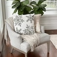 thumbnail image 2 of STPgoods Snowflakes Cotton Embroidered Decorative Pillow 18" x 18" Decorative Square Throw Pillow in White and Gray Cotton Couch Cushion, 2 of 4