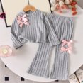 thumbnail image 2 of Girls Fall Winter Casual Long Sleeved Top Bow Pants 2Pcs Set, 2 of 9