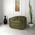 thumbnail image 2 of Chaldon Modern Living Room Round Back Velvet Swivel Chair in Green, 2 of 6
