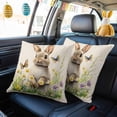 thumbnail image 4 of Easter Decorative Throw Pillow Covers 18x18 Inch Set of 2 Easter Bunny Home Decor Pillow Cases for Couch, Floral Butterfly Leaves Cushion Case for Living Room Bedroom Bed Car Chair, 4 of 9