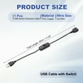 thumbnail image 2 of Cable USB Uxcell con interruptor ON/OFF, cable de extensión USB macho a hembra para lámpara LED, tira LED, negro 1, 2 of 6