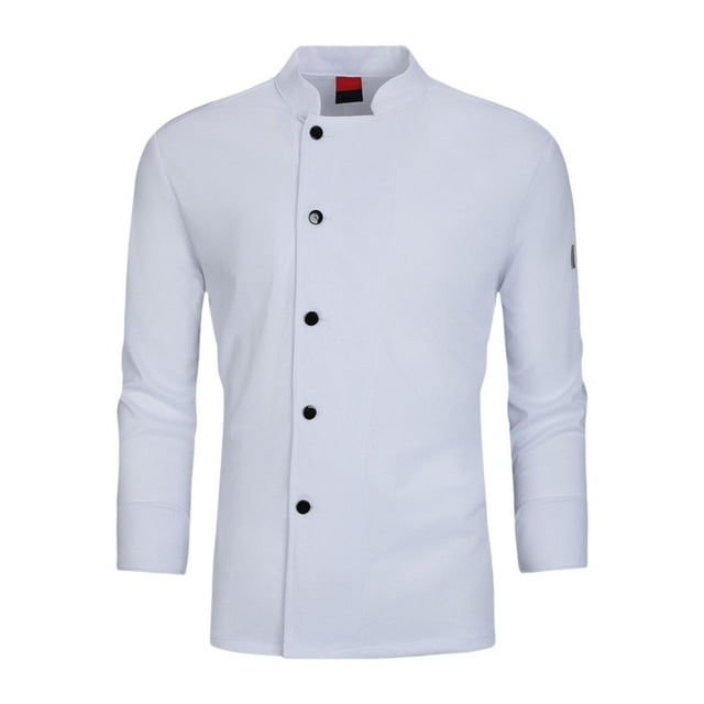 Bunblic Chef Coat Breathable Long Sleeve for Kitchen Work Uniform Food Service Hotel XL