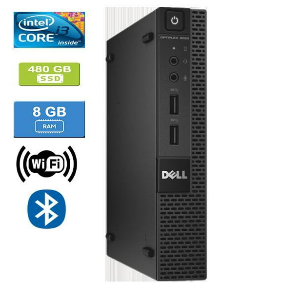 Refurbished: DELL 9020 MICRO Intel Core i3- 4160T 3.10 GHz, 8GB, 480GB SSD, Win 10 Pro