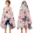 thumbnail image 3 of French Bulldog Dog Pattern with Pioneer Flower Hooded Bath Towel，50"x30" for Ages 3 To 12 Kids, Quick Dry Lightweight Soft Microfiber Hood Beach Towel Cover Up for Kids, 3 of 7