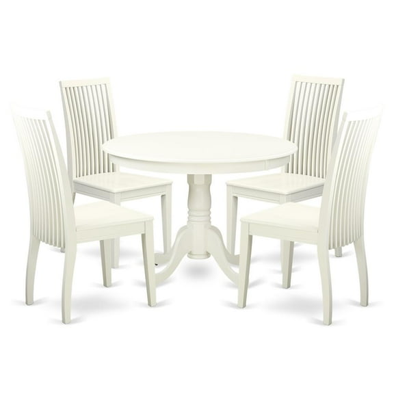 East West Furniture Dining Room Set Linen White, HLIP5-LWH-W