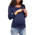 thumbnail image 2 of T-shirt de Maternité Irrégulier à Ourlet Doux pour Femmes, Manches Longues, Col Rond, Basique, Allaitement, 2 of 4