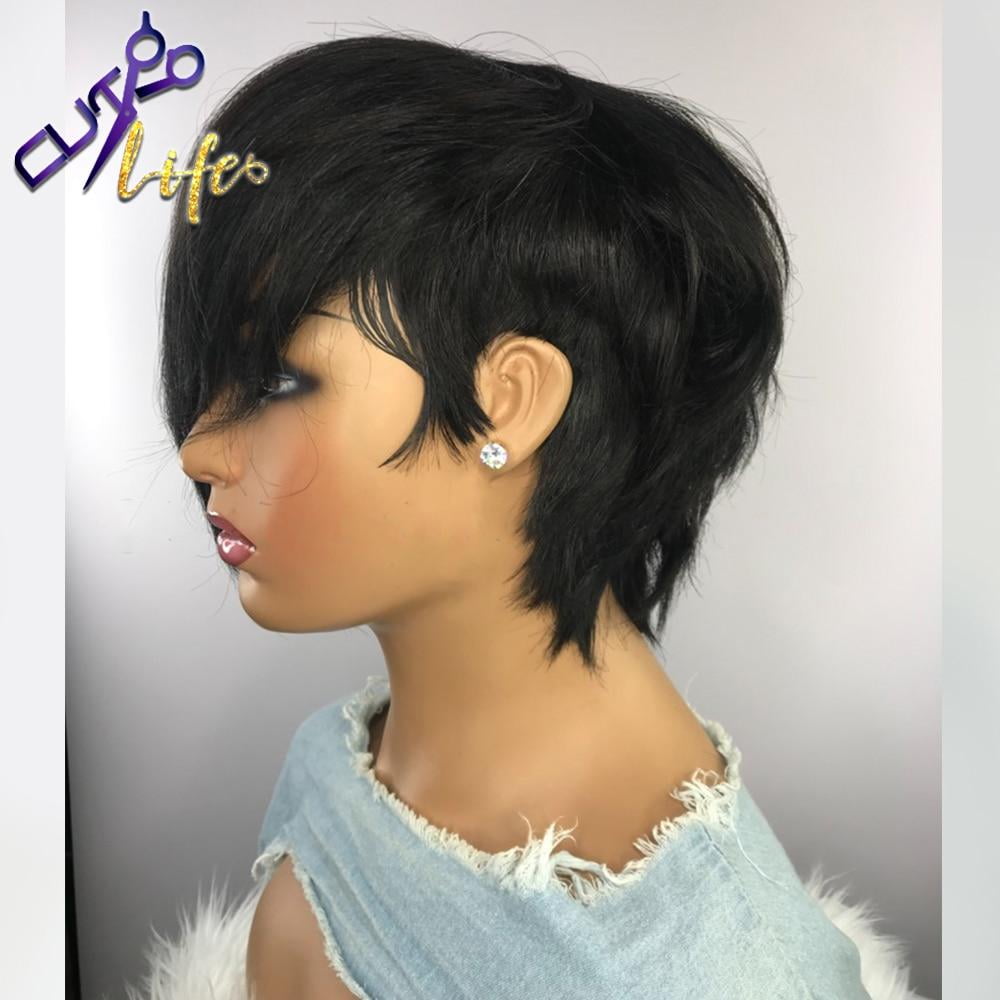 Bob Pixie Human Hair Wig With Bang