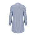 thumbnail image 5 of Wowcloth Women's Turn-down Collar Long Sleeve Casual Stripe Shirt Style Knee-high Dress, 5 of 5