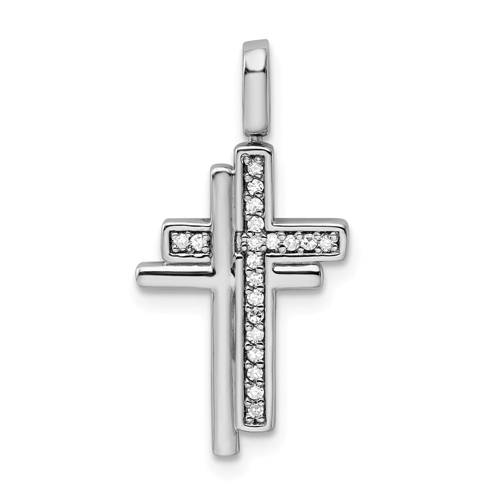 Mia Diamonds 925 Sterling Silver Solid and Black Rhodium Design Cross Pendant